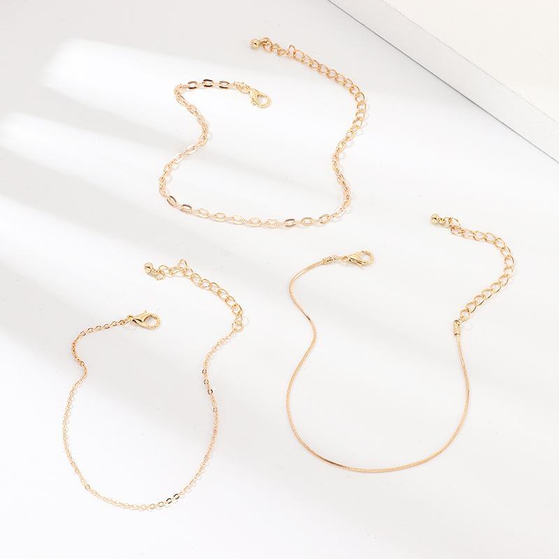 Mother's Day Gift Three Layers Anklets Bracelet Beach Anklet Set Chain Anklet-Engravingift