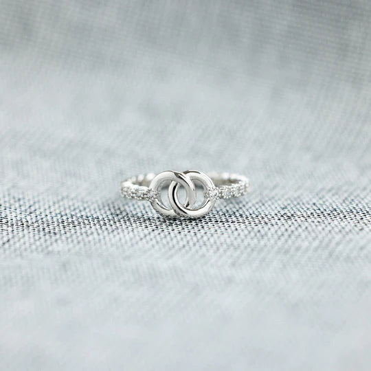 Mother's Day Gift Mother & Daughter S925 Forever Linked Dainty Interlocking Ring Set Gifts For Her-Engravingift