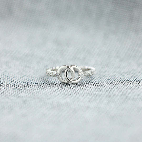 Mother's Day Gift Mother & Daughter S925 Forever Linked Dainty Interlocking Ring Set Gifts For Her-Engravingift