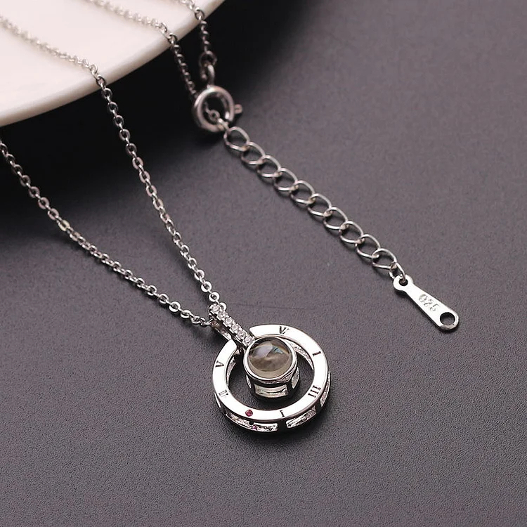 Personalized Projection Necklace Photo Jewelry- I Love You in 100 Languages