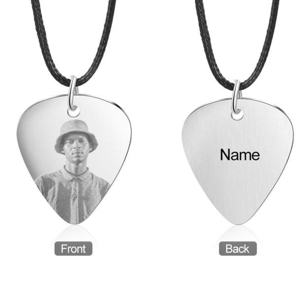 Christmas Gift Personalized Photo Guitar Pick Necklace Men Custom Necklace-Engravingift