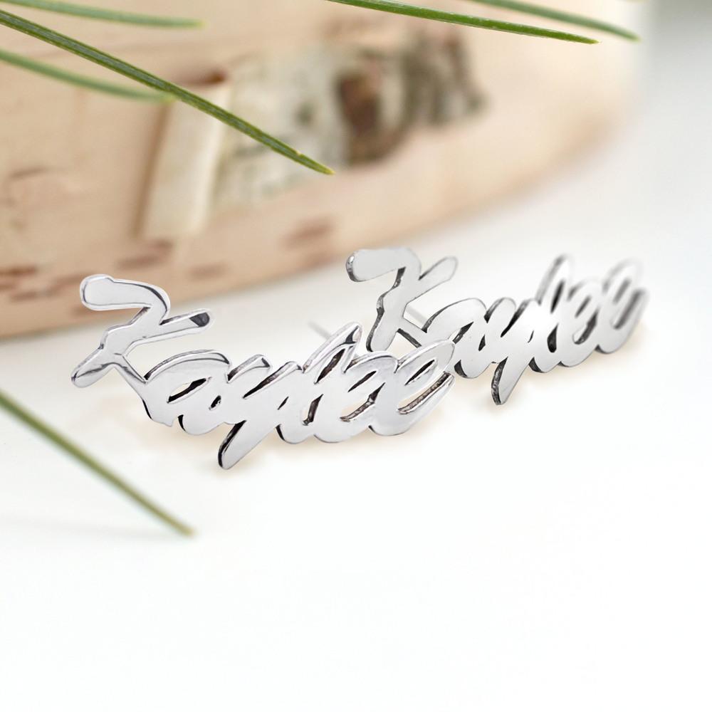 Mother's Day Gift Script Name Earring-Name Stud Earring(1 Pair)-Engravingift