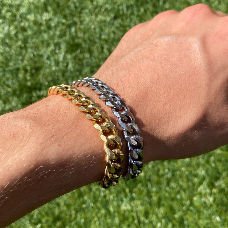 Father's Day Gift Cuban Link Chain Bracelet Stainless Steel 10mm Men Bracelet-Engravingift