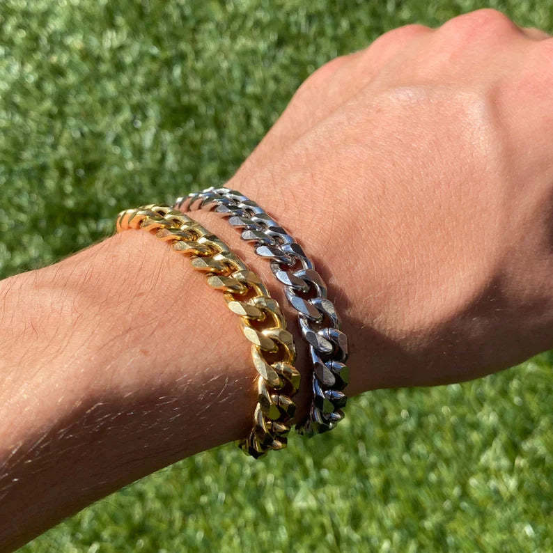 Father's Day Gift Cuban Link Chain Bracelet Stainless Steel 10mm Men Bracelet-Engravingift