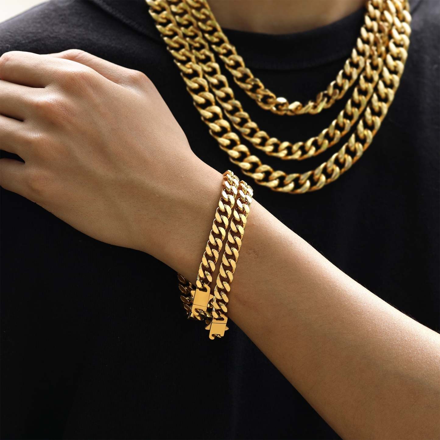 Father's Day Gift Cuban Link Chain Bracelet Stainless Steel 10mm Men Bracelet-Engravingift