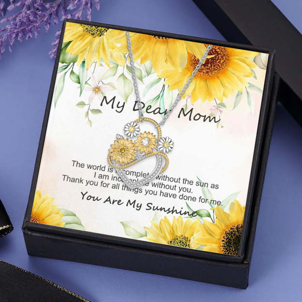 Mother's Day Gift For My Daughter - I am incomplete without you Heart Sunflower Necklace-Engravingift