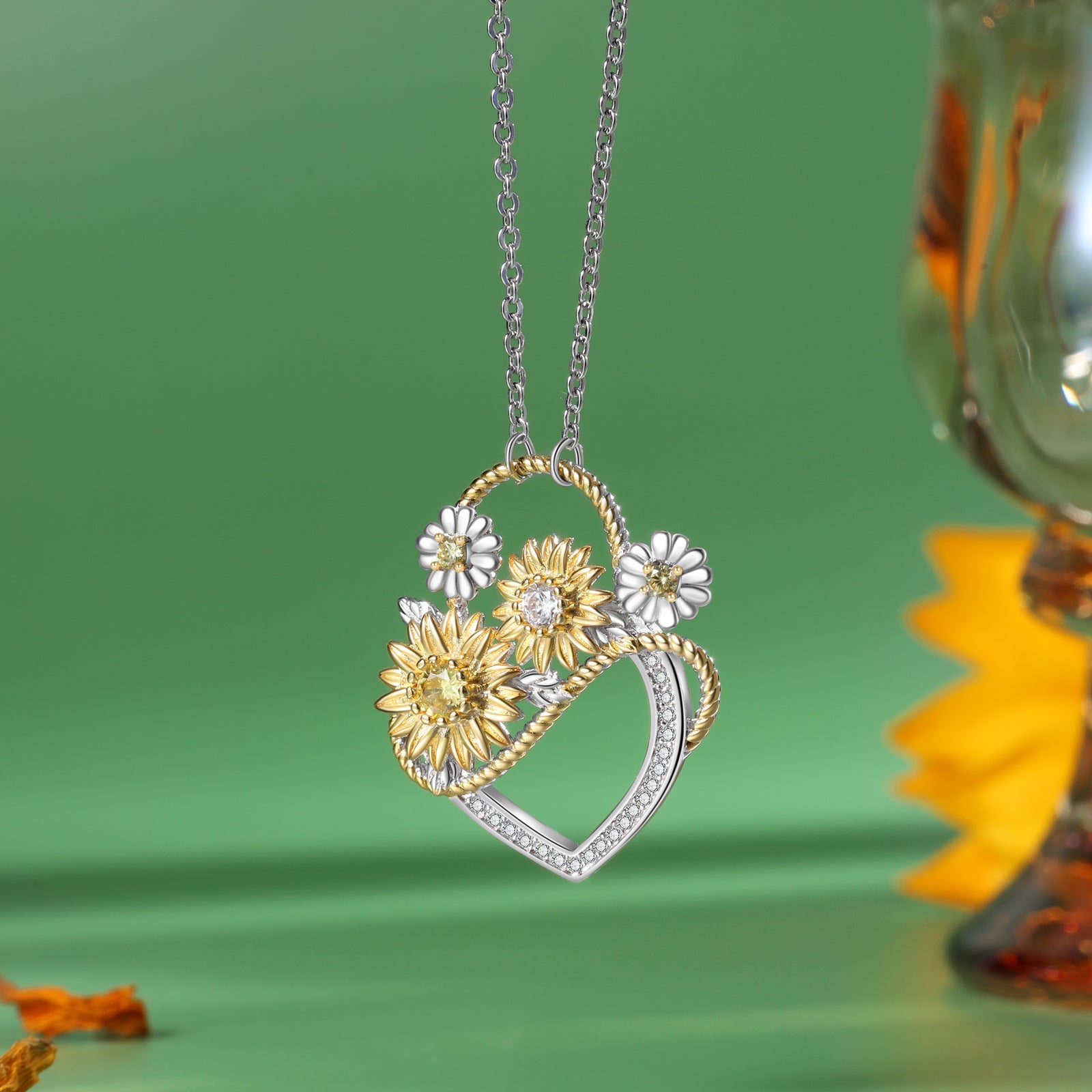 Mother's Day Gift For My Daughter - I am incomplete without you Heart Sunflower Necklace-Engravingift