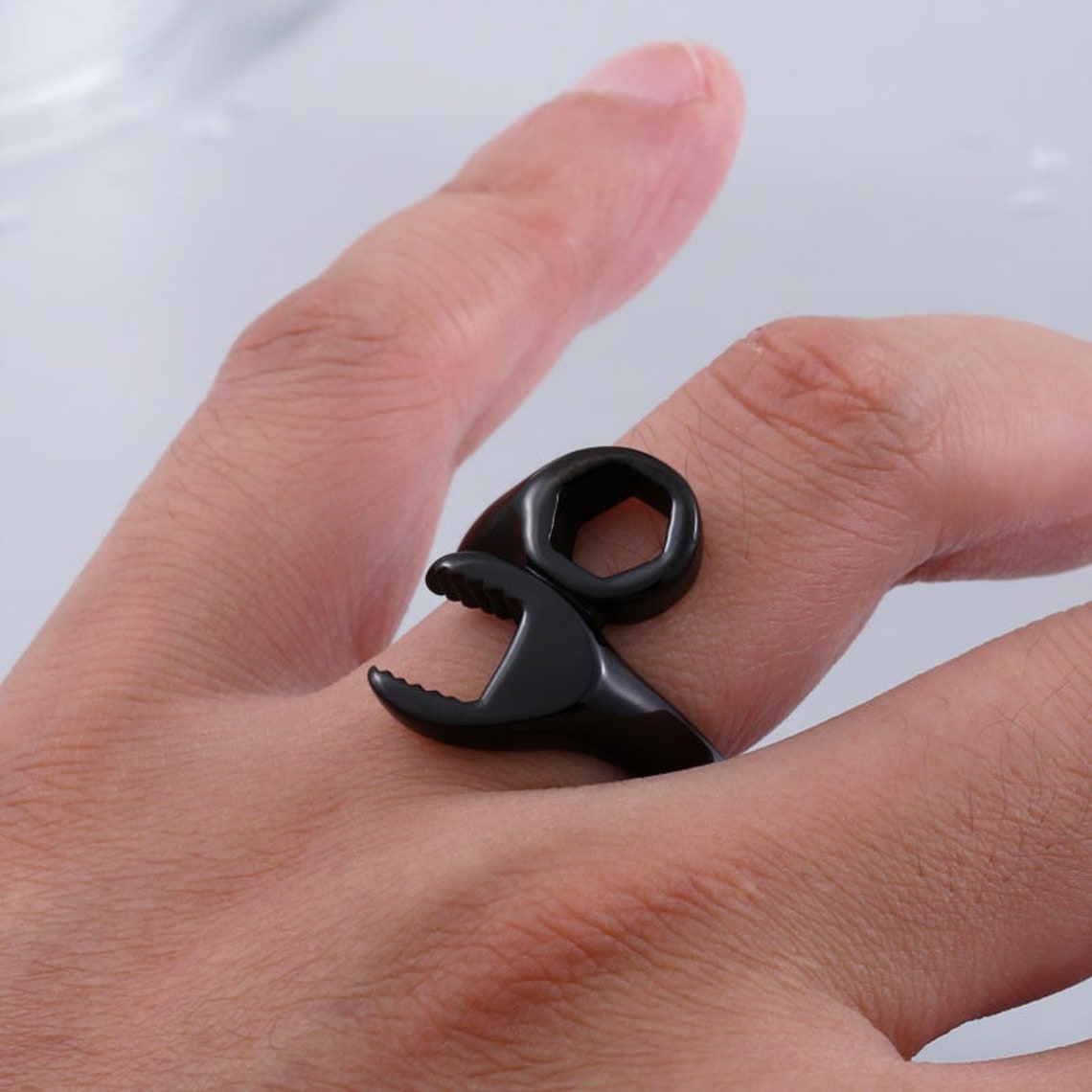 Christmas Gift Personalized Wrench Ring Engraved Text Titanium Steel Tool Ring for Men-Engravingift