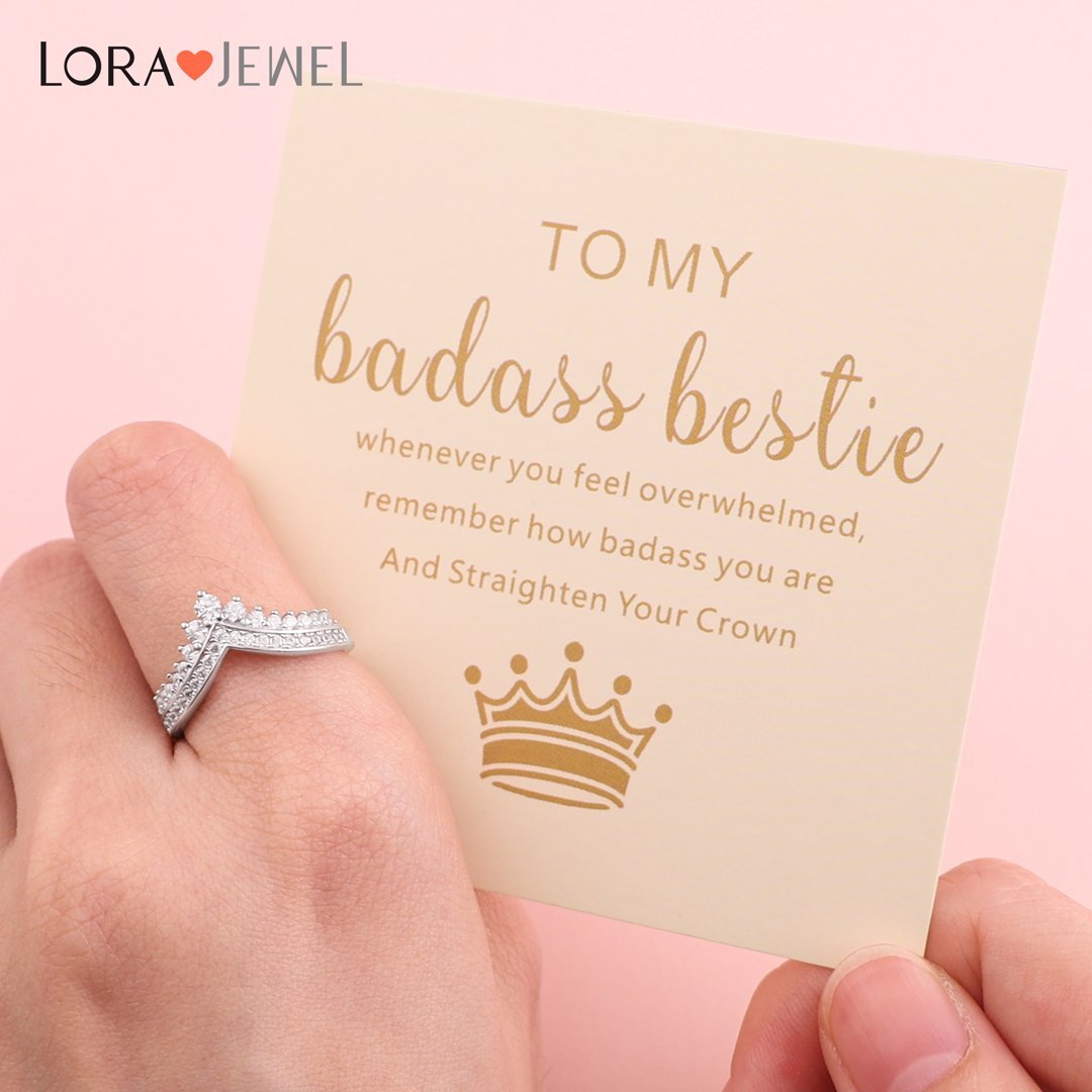Christmas Gift To My Bestie Crown Ring "Remember How Badass You Are and Straighten Your Crown"