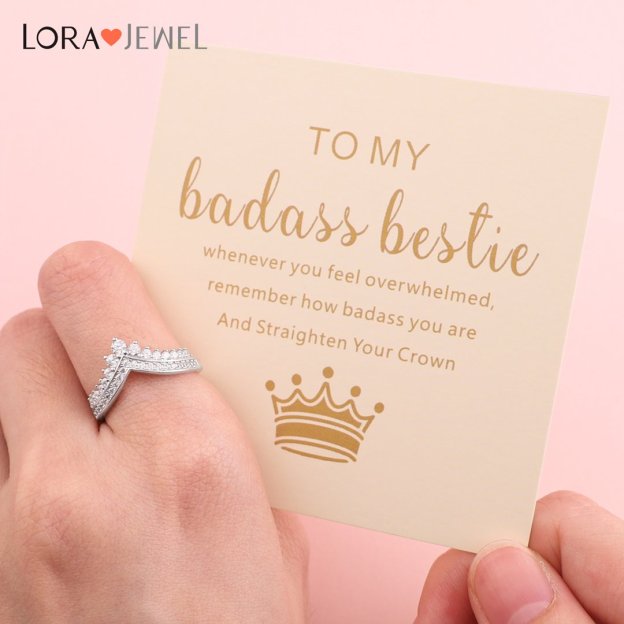 Christmas Gift To My Bestie Crown Ring "Remember How Badass You Are and Straighten Your Crown"