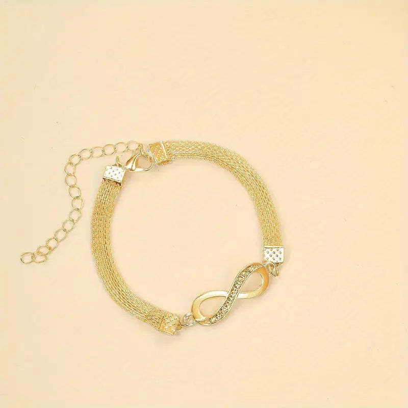 8-character Simple Style Anklet Inlaid Shiny Zircon Elegant Zinc Alloy Ankle Bracelet Sparkly Foot Jewelry Decor-Engravingift