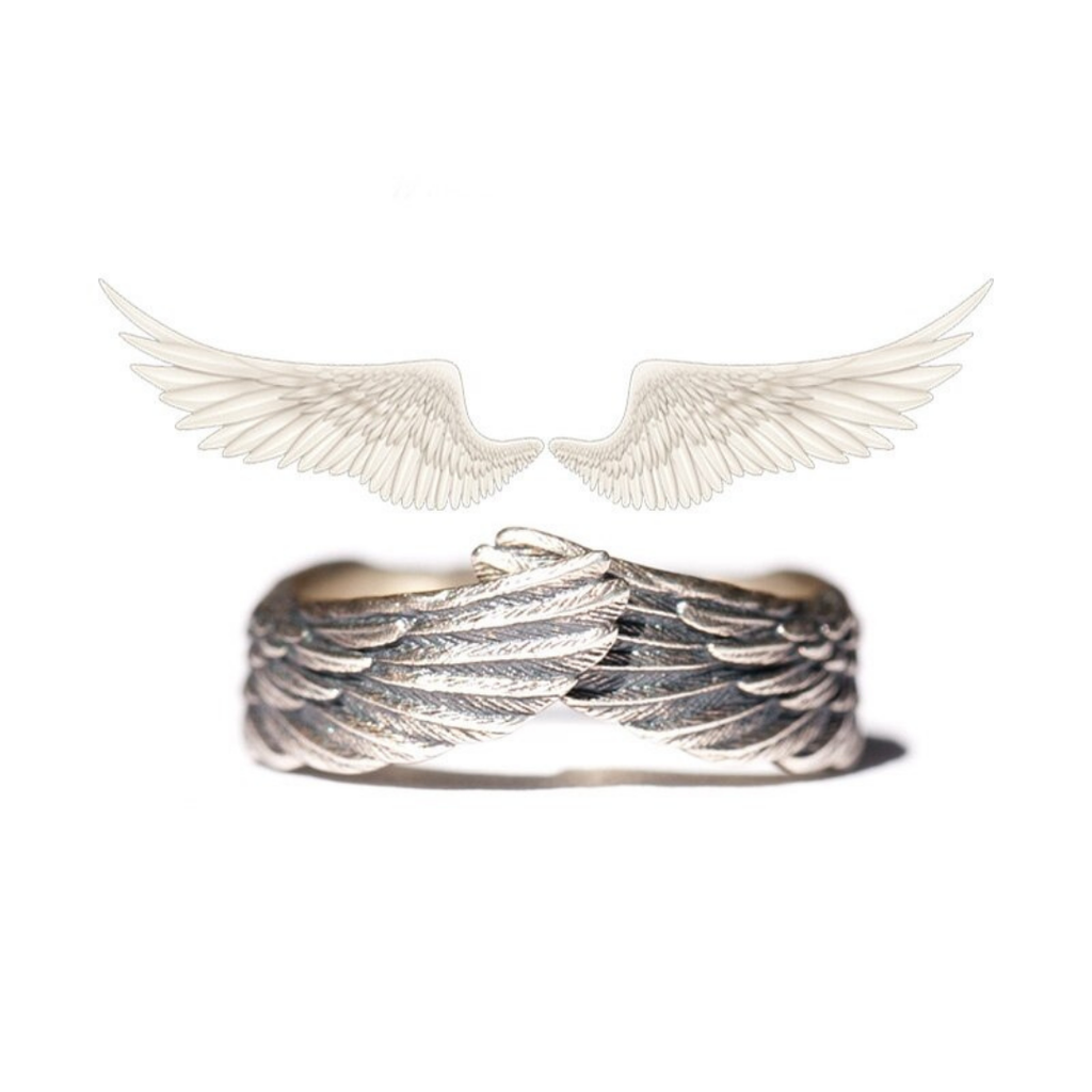 Mother's Day Gift Personalized Guardian Angel Wings Ring "Always Remember You Are Loved Beyond Words"-Engravingift