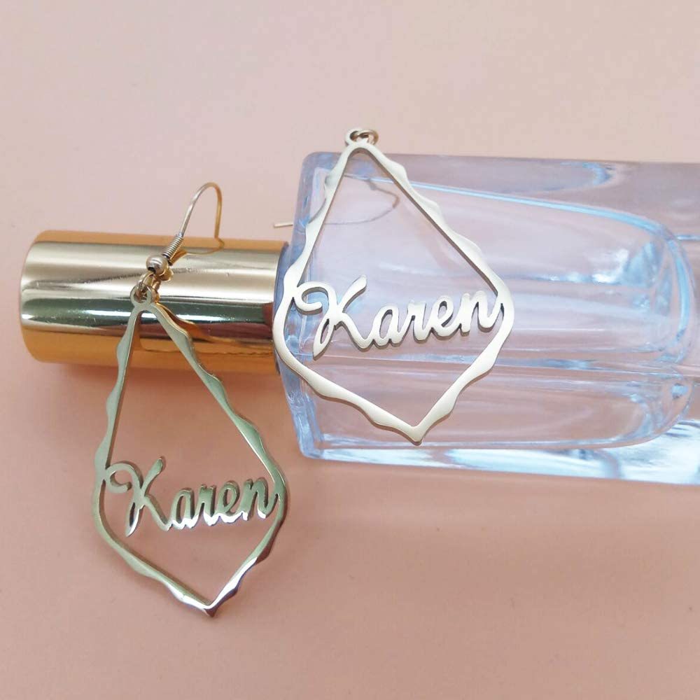 Mother's Day Gift Personalized Name Earrings Customized Drop Dangle Hoop Earrings