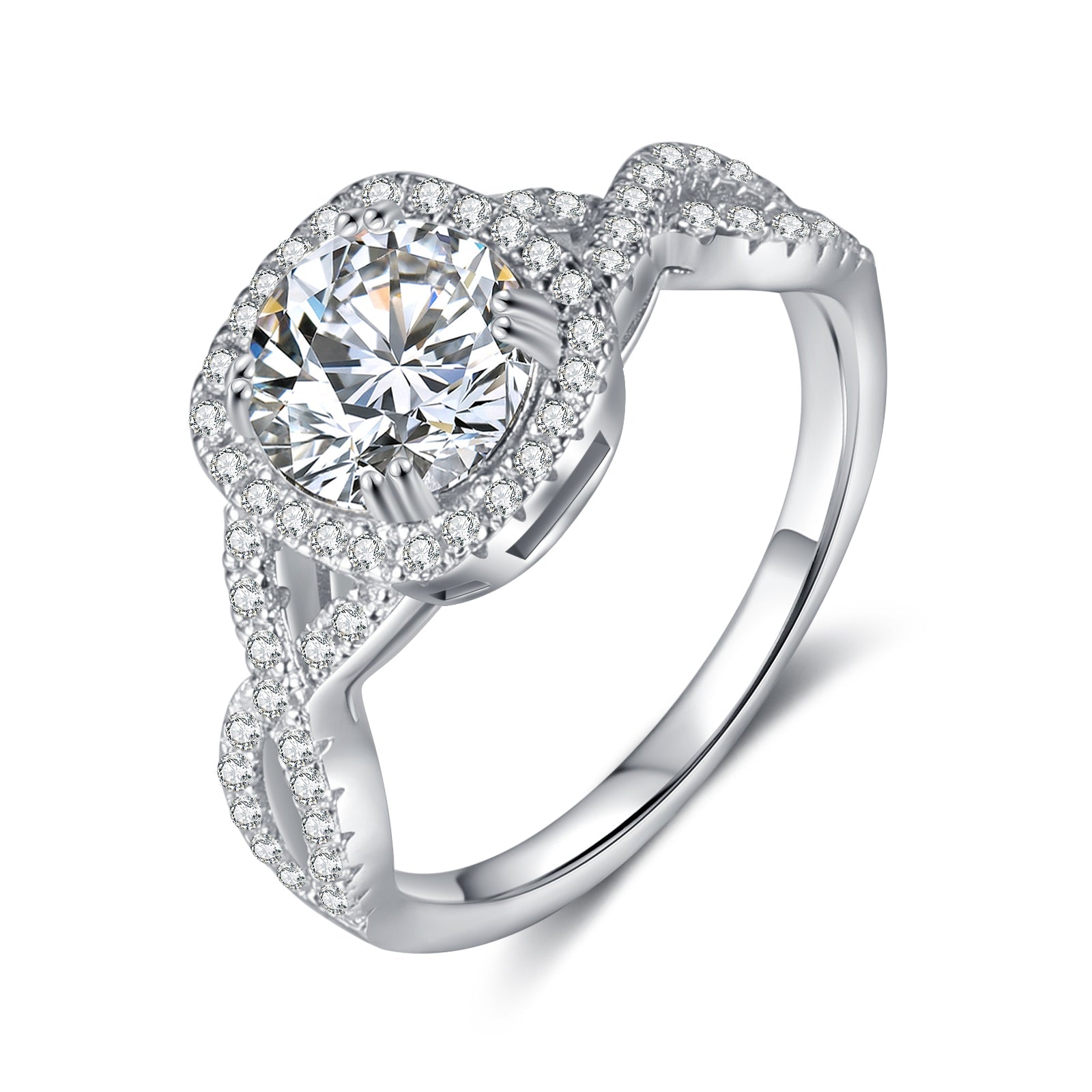 Mother's Day Gift Moissanite Diamond Halo Ring Set Dainty Engagement Ring