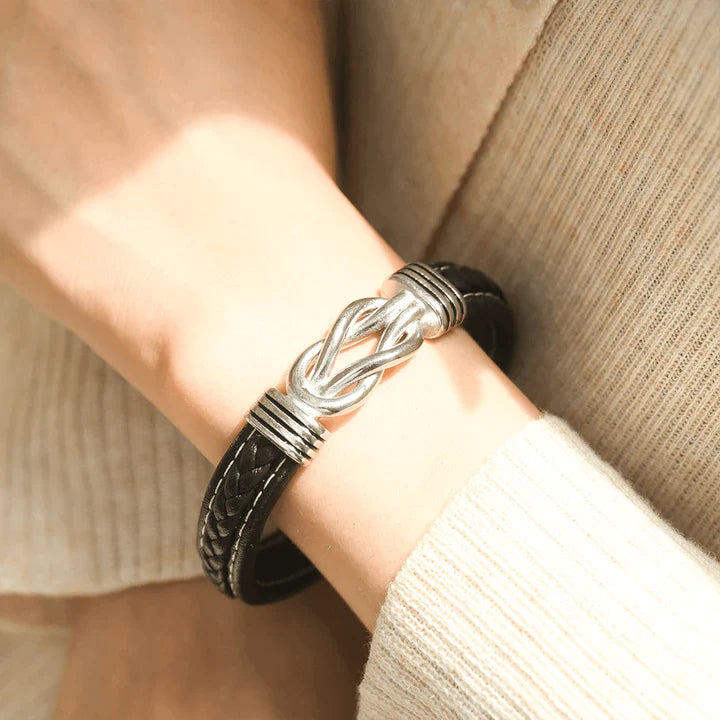 Mother's Day Gift To My Granddaughter Braided Leather Knot Bracelet "Grandmother and Granddaughter Forever Linked Together"-Engravingift