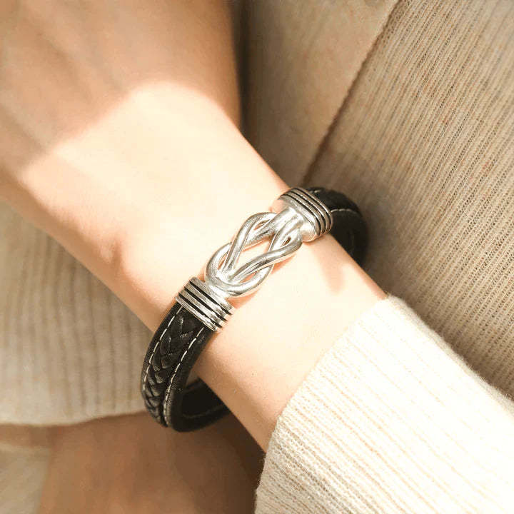 Mother's Day Gift To My Granddaughter Braided Leather Knot Bracelet "Grandmother and Granddaughter Forever Linked Together"-Engravingift