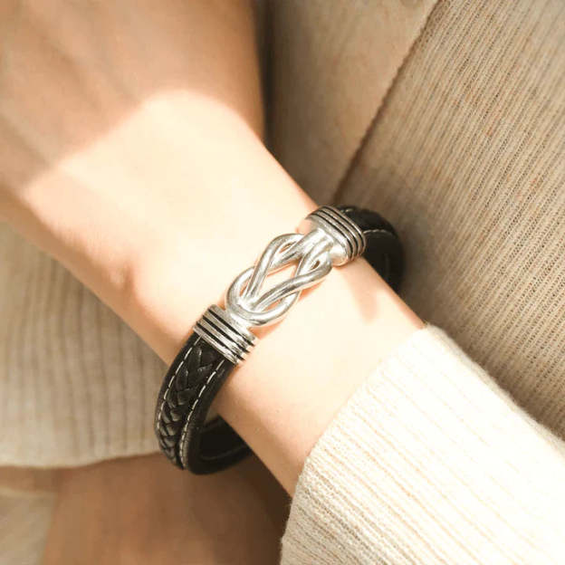 Mother's Day Gift To My Granddaughter Braided Leather Knot Bracelet "Grandmother and Granddaughter Forever Linked Together"-Engravingift