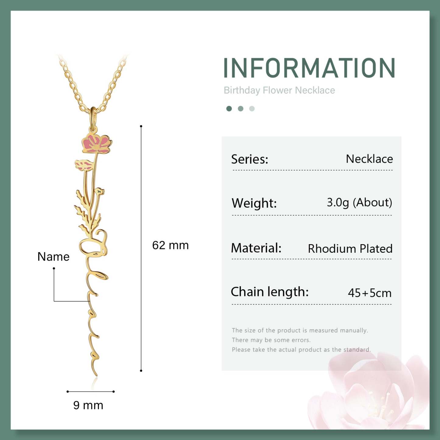 Mother's Day Gift Cosmos Name Necklace Custom October Birth Flower Necklace for Her-Engravingift