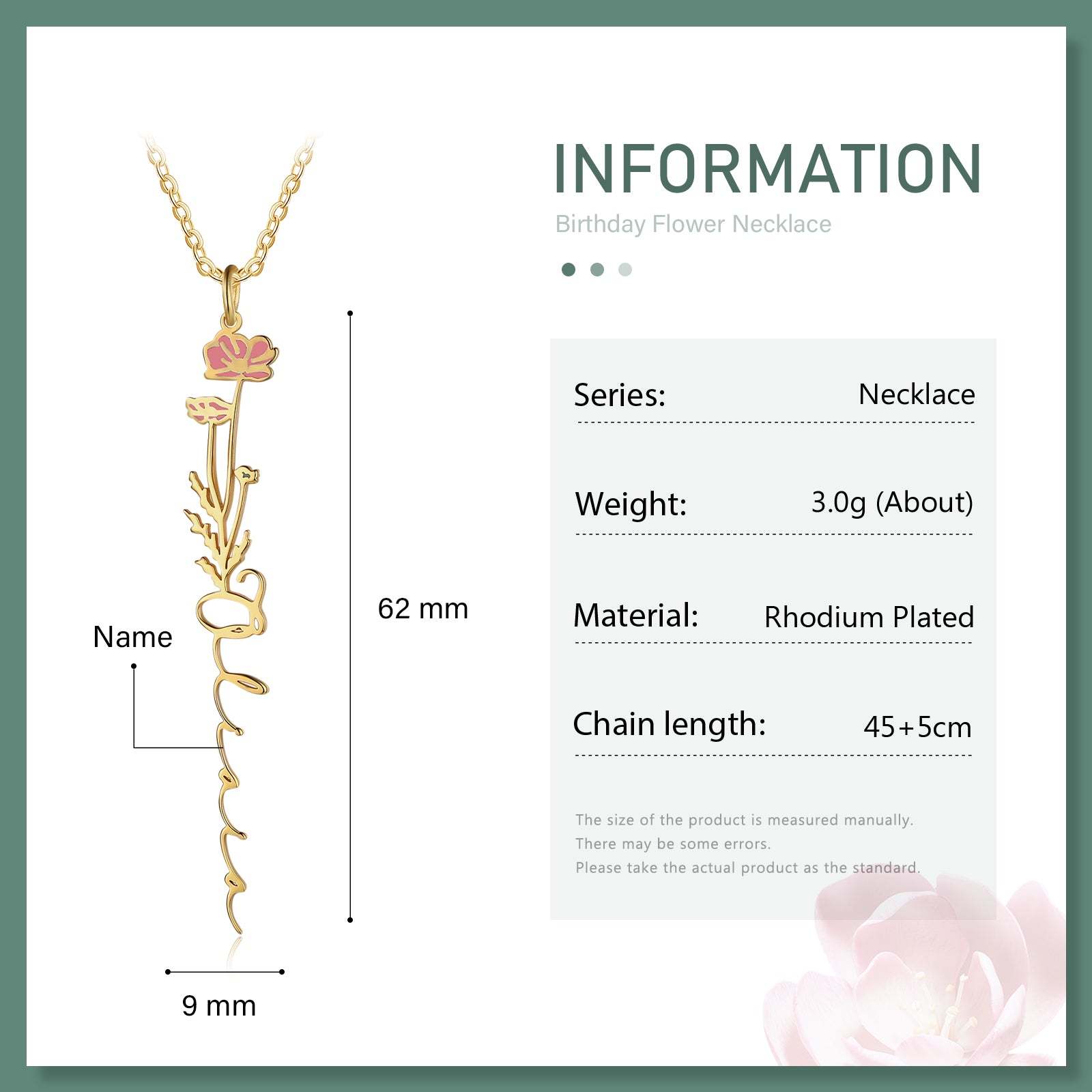 Mother's Day Gift Cosmos Name Necklace Custom October Birth Flower Necklace for Her-Engravingift