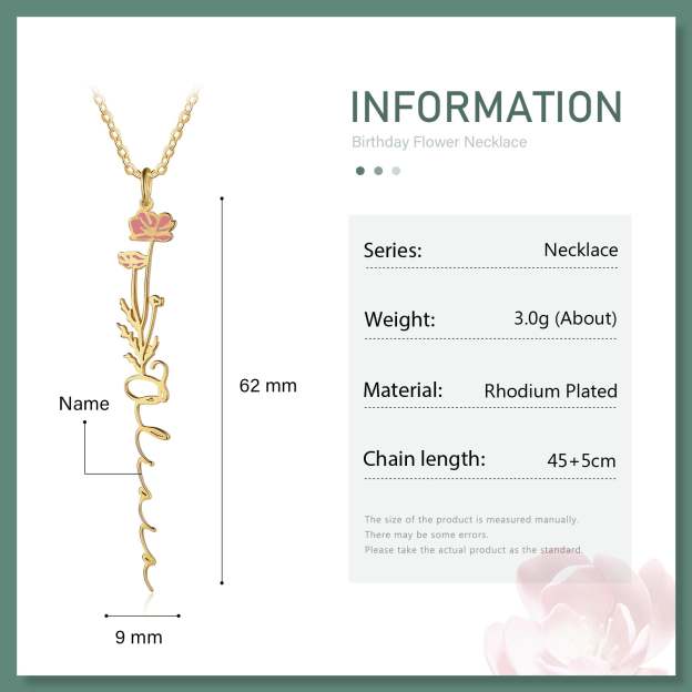 Mother's Day Gift Cosmos Name Necklace Custom October Birth Flower Necklace for Her-Engravingift