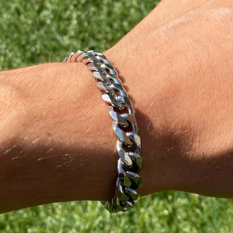 Father's Day Gift Cuban Link Chain Bracelet Stainless Steel 10mm Men Bracelet-Engravingift