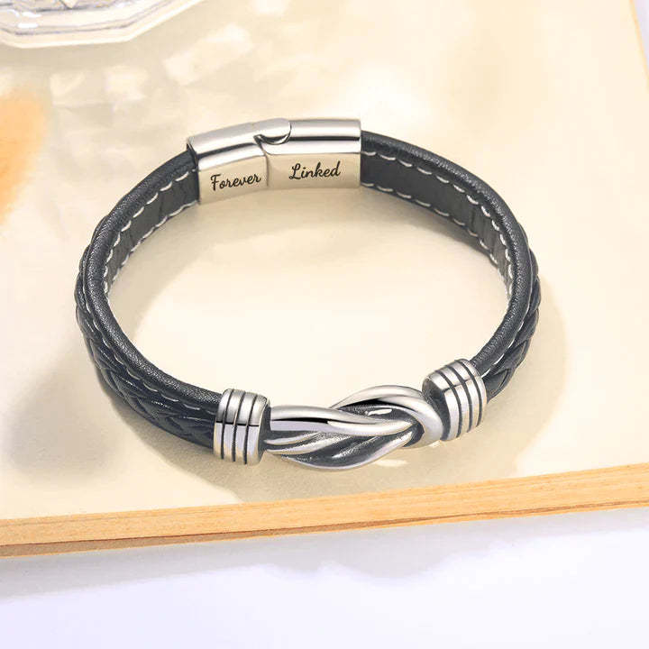 Mother's Day Gift To My Granddaughter Braided Leather Knot Bracelet "Grandmother and Granddaughter Forever Linked Together"-Engravingift