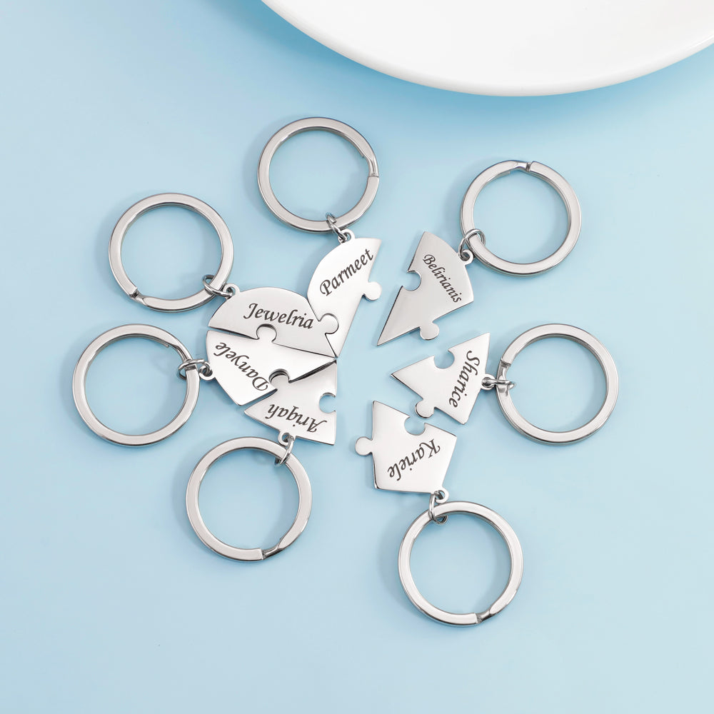 Christmas Gift Family/Sibling/BFF Gift Personalized Heart Puzzle Pieces Necklace or Keychain