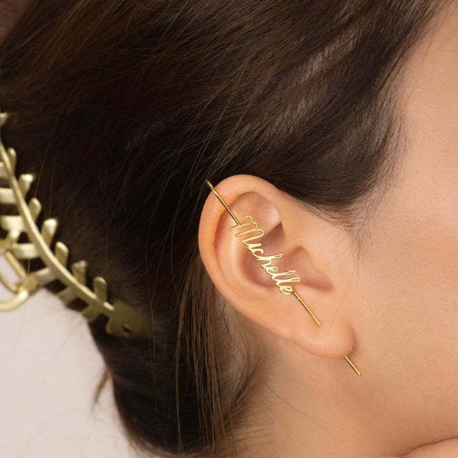 Mother's Day Personalized Custom Name Ear Wrap Crawler Hook Earrings-Engravingift