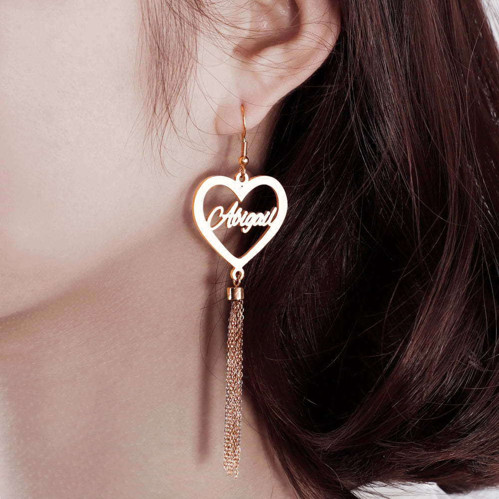 Mother's Day Gift Peach Heart/Round Heart Tassel Earrings-Engravingift