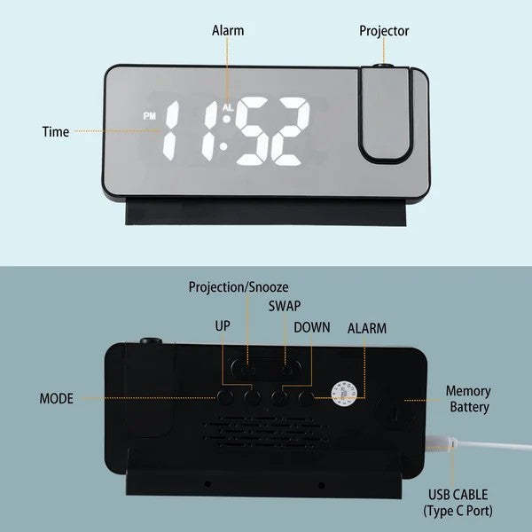 Christmas Gift Mirror projection Alarm Clock-Engravingift