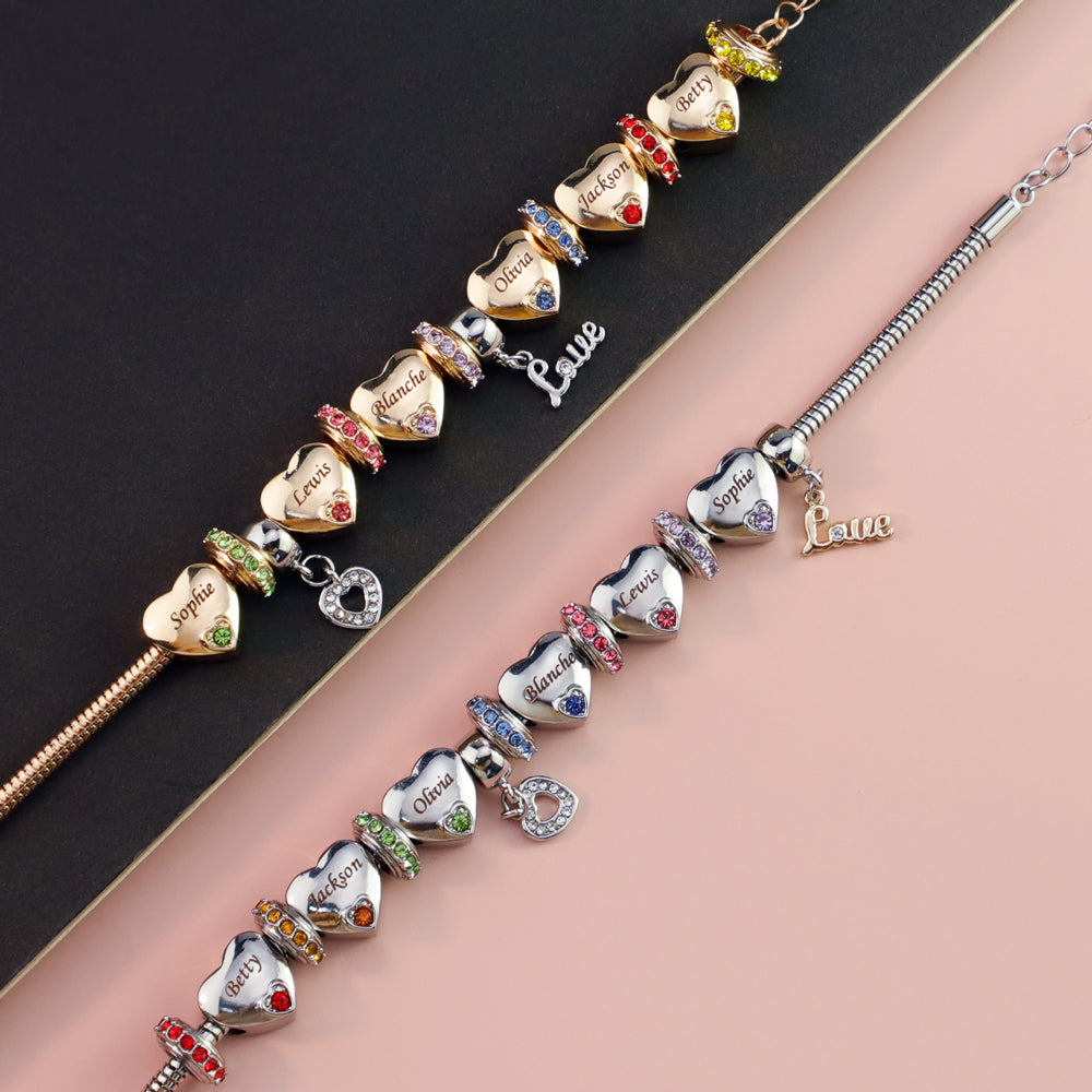 Christmas Gift Forever In A Mother's Heart Personalized Birthstone Bracelet