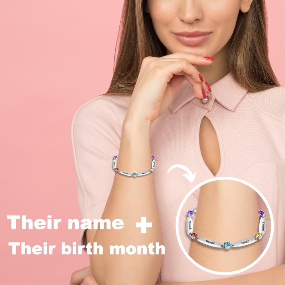 Mother's Day Gift Mother Bracelet with Family Names and Birthstones-Engravingift