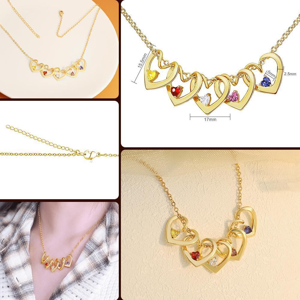 Christmas Gift Heart-shaped pendant and custom birthstone necklace