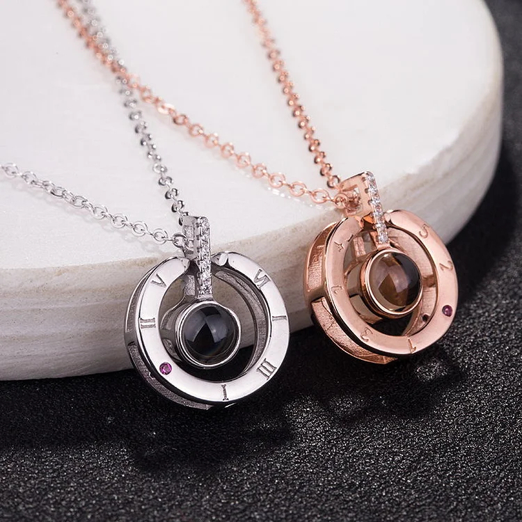 Personalized Projection Necklace Photo Jewelry- I Love You in 100 Languages