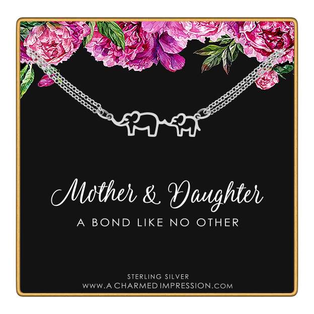 Mother's Day Gift A Charmed Impression Mother & Daughter Bracelet Elephant Bracelet-Engravingift