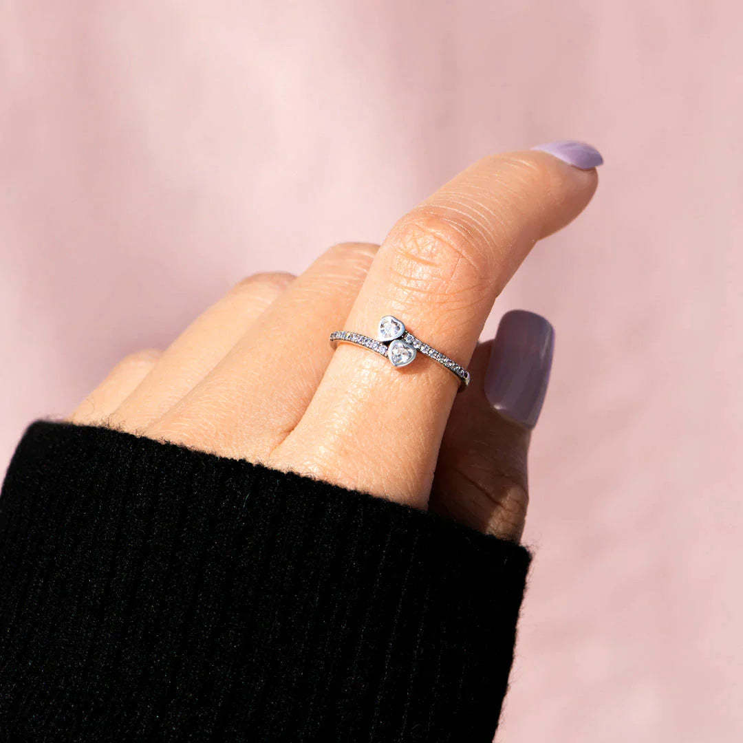 Mother's Day Gift To My Mom Double Heart Ring "Thank You for Being My Mom"-Engravingift