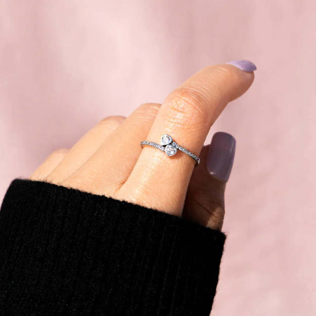 Mother's Day Gift To My Mom Double Heart Ring "Thank You for Being My Mom"-Engravingift