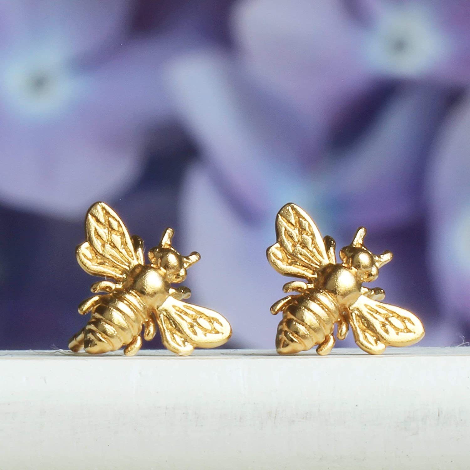 Mother's Day Gift Little Gold Bee Earrings • Gold Honeybee Studs • BumbleBee Post • Handcrafted Jewelry-Engravingift