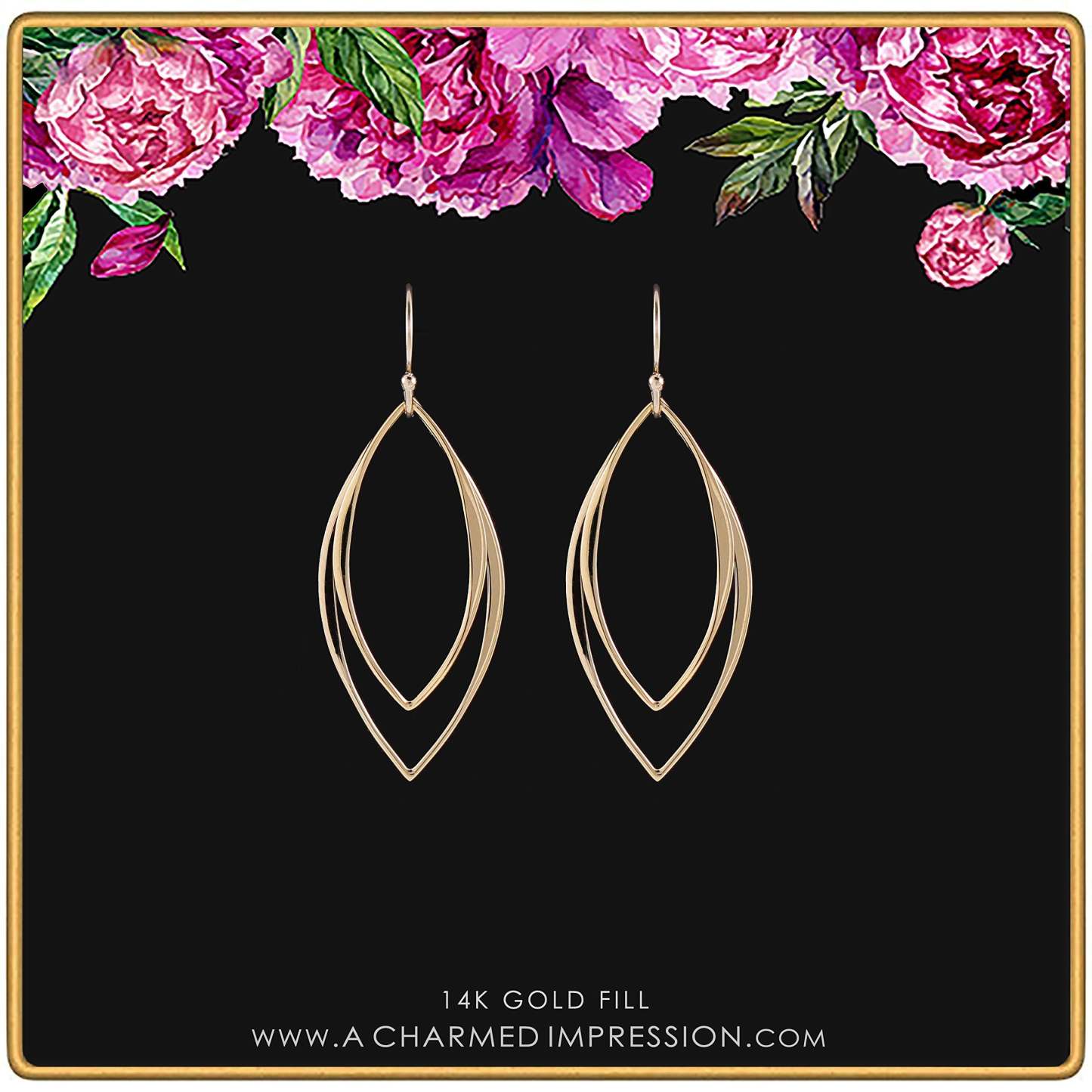 Mother's Day Gift 14k Gold Filled Sleek Sexy Shaped Metal Marquise Earrings • Modern Minimalist Jewelry • Simple Delicate Handmade Earrings for Women • Gifts for Teen Teenage Girl Gift • Geometric Shape • Edgy Trendy-Engravingift