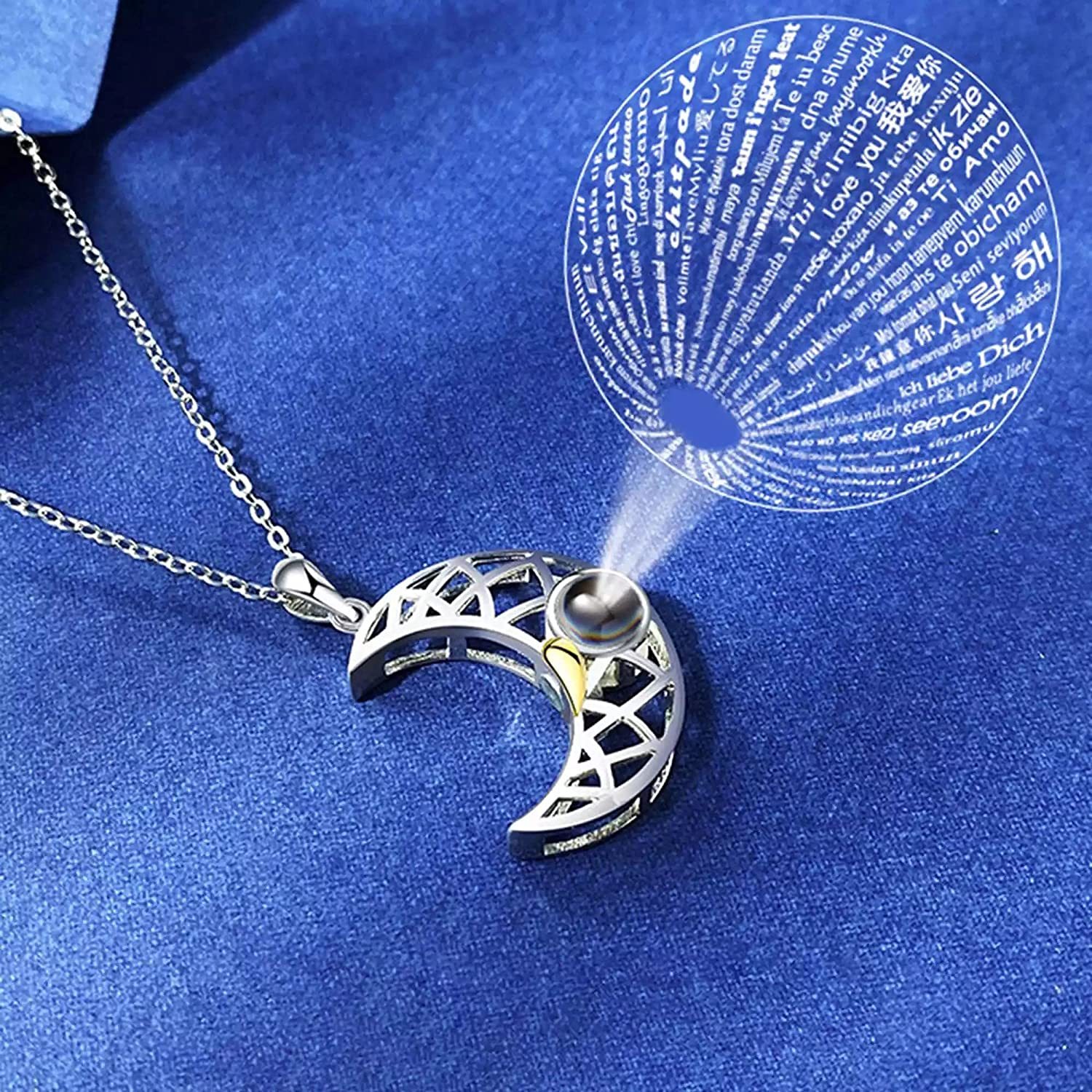 Mother's Day Gift SHIPS 24-HOURS Magnetic Couple Diamond "I Love You" in 100 Languages-2 Necklaces set-Engravingift