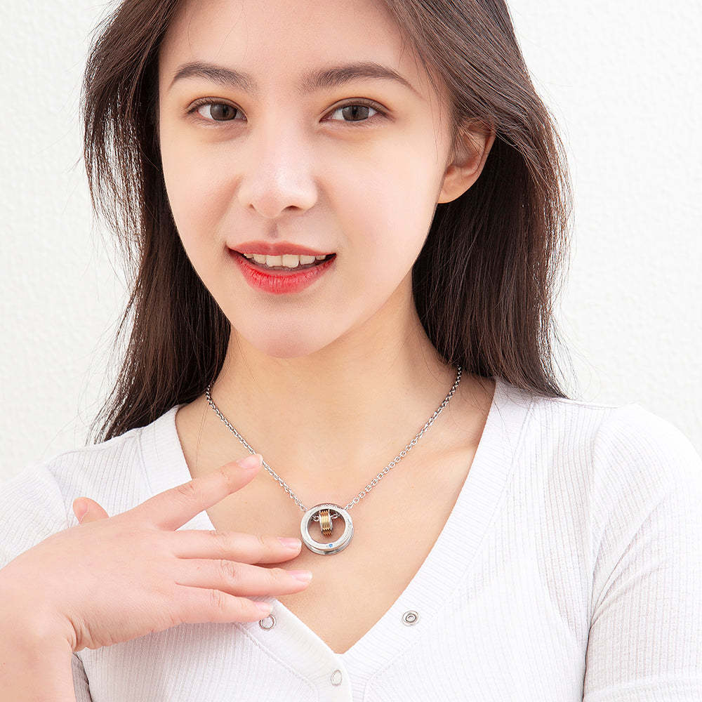 Mother's Day Gift Large and small double ring removable pendant necklace-Engravingift