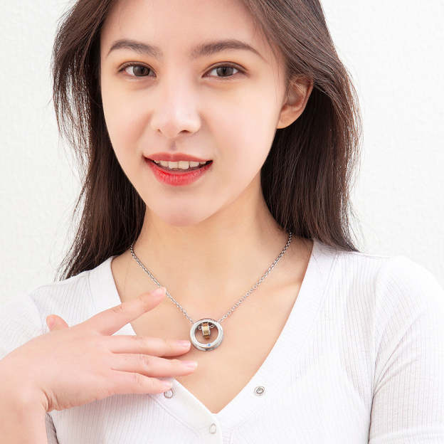 Mother's Day Gift Large and small double ring removable pendant necklace-Engravingift