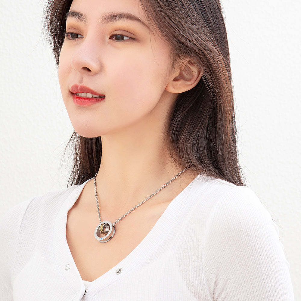 Mother's Day Gift Large and small double ring removable pendant necklace-Engravingift