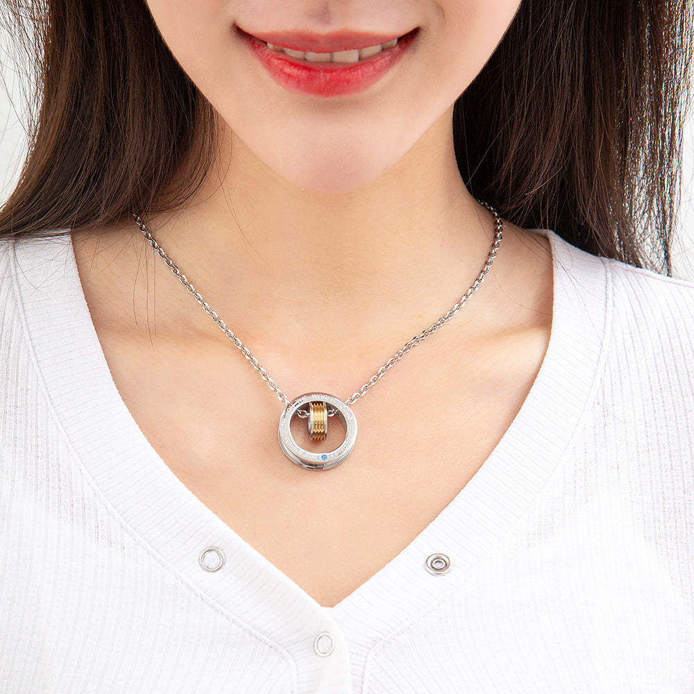 Mother's Day Gift Large and small double ring removable pendant necklace-Engravingift