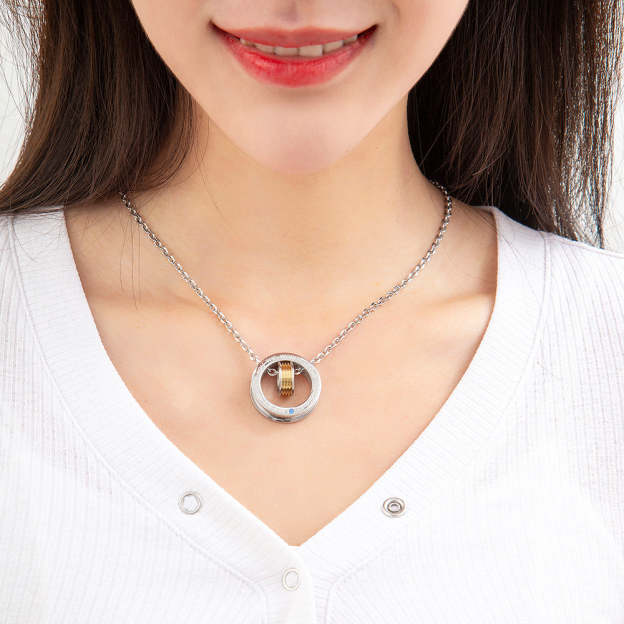 Mother's Day Gift Large and small double ring removable pendant necklace-Engravingift
