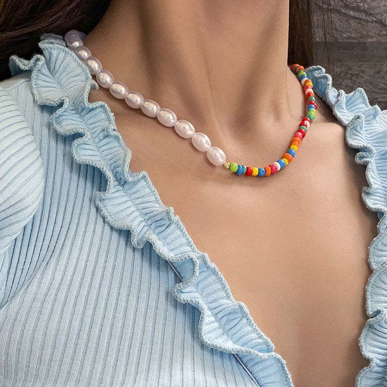 Mother's Day Gift Bohemia Pearl Beaded Necklace Summer Wedding Party Gifts for Women Girls-Engravingift