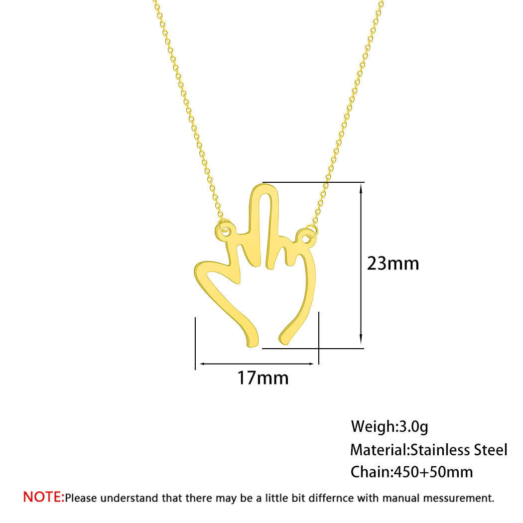 Mother's Day Gift Funny Middle Finger Pendant Necklace Friendship Couple Gifts-Engravingift