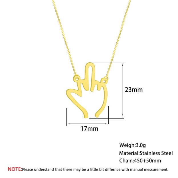 Mother's Day Gift Funny Middle Finger Pendant Necklace Friendship Couple Gifts-Engravingift
