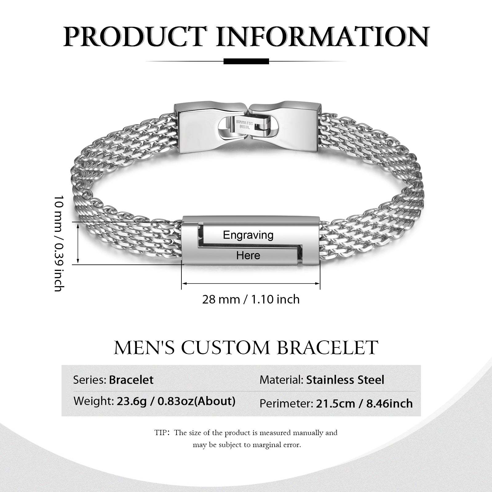 Father'sDay Gift Mother'sDay gift Men Herringbone Bracelet Custom 2 Text Gift for Him
