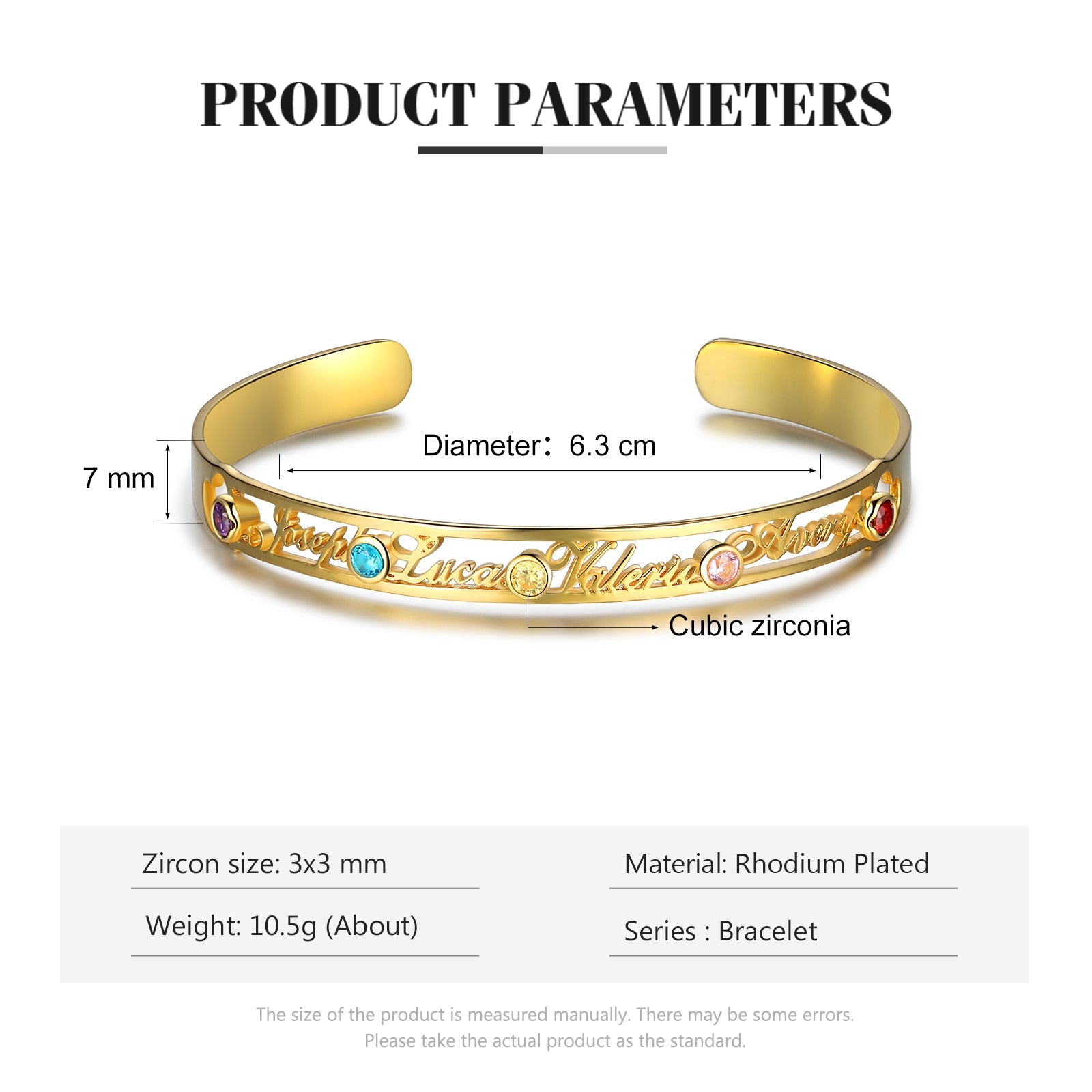 Mother's Day Gift Personalized Name Bangle Bracelet Custom 4 Names and 5 Birthstones Bracelet for Her-Engravingift